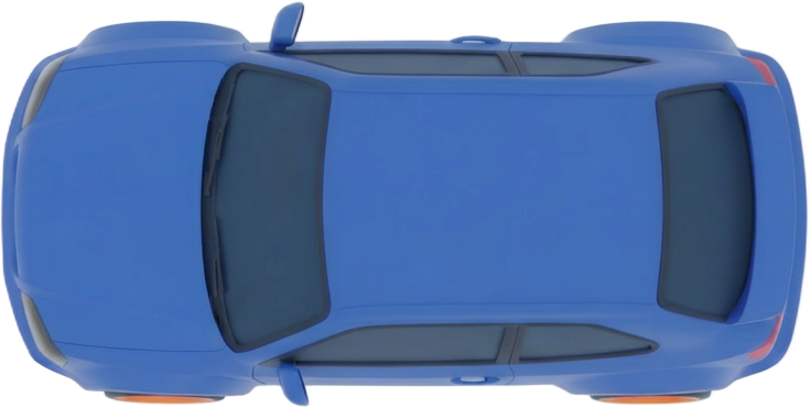 Fleet vehicles seen from above, following one another.